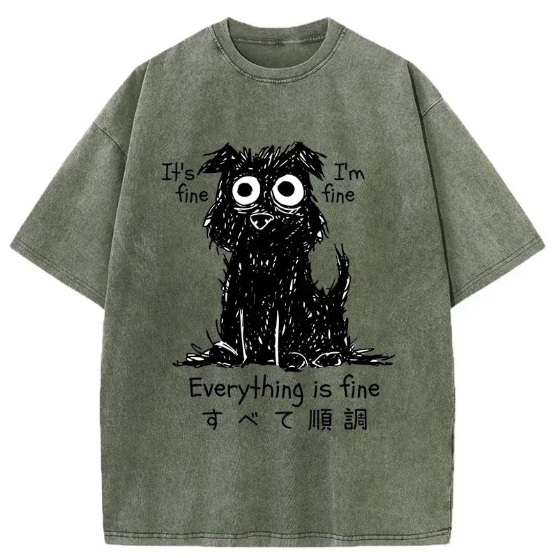 vintage washed dog tee free shipping