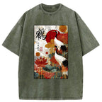 Kyoto-Lion Under The Vermilion Sun Washed T-Shirt