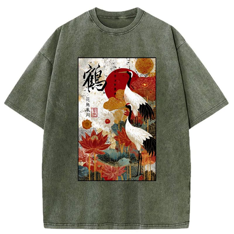 Kyoto-Lion Under The Vermilion Sun Washed T-Shirt