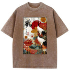 Kyoto-Lion Under The Vermilion Sun Washed T-Shirt