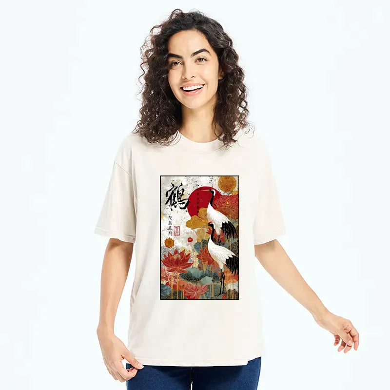 Kyoto-Lion Under The Vermilion Sun Washed T-Shirt