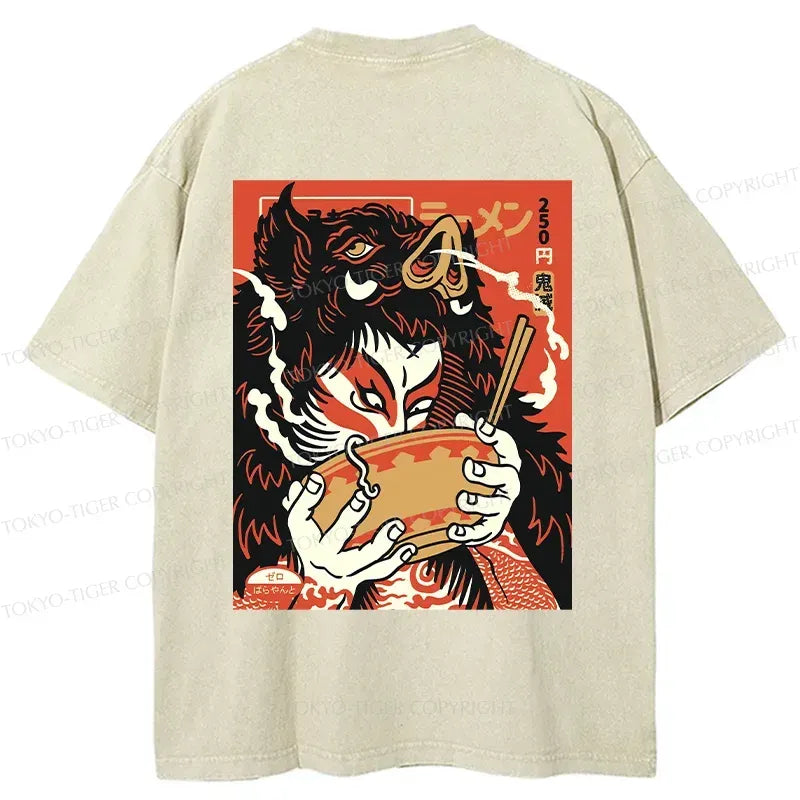 Kyoto-Lion Savage Eating Back Washed T-Shirt