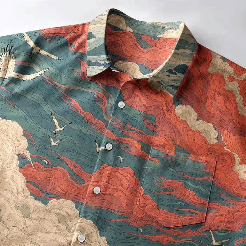 Kyoto-Lion Samurai Gazing Into The Distance Button-up Shirt