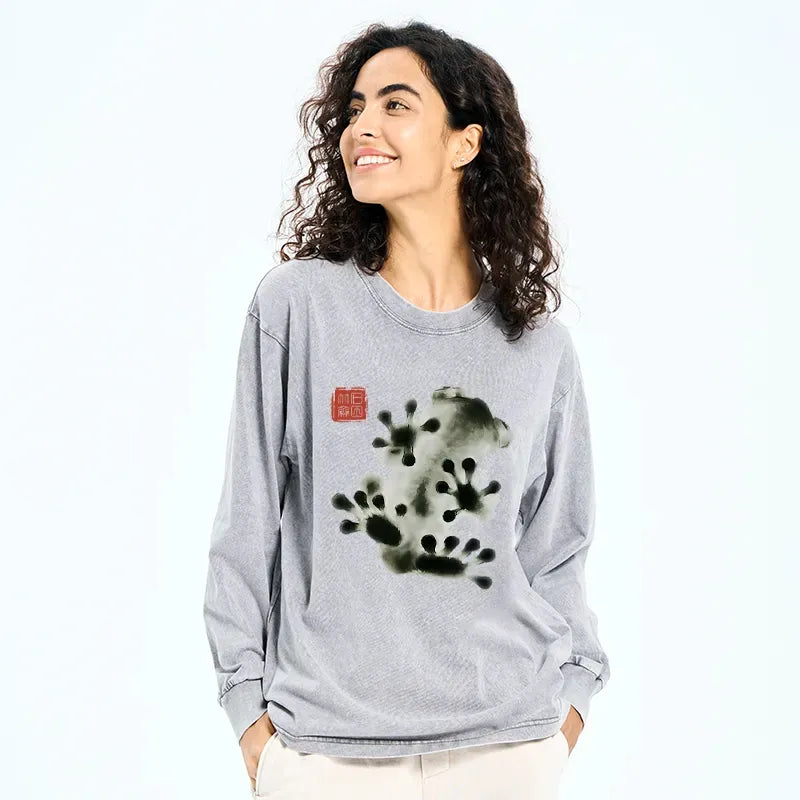 Japanese Ink Painting Frog Long Sleeve