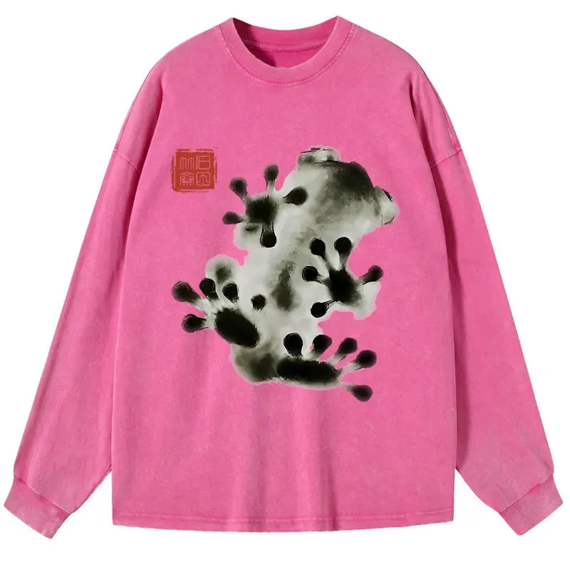 Japanese Ink Painting Frog Long Sleeve