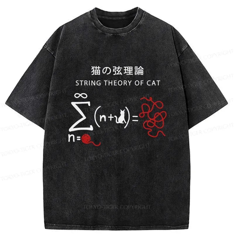 Japanese cat washed t-shirt for daily wear