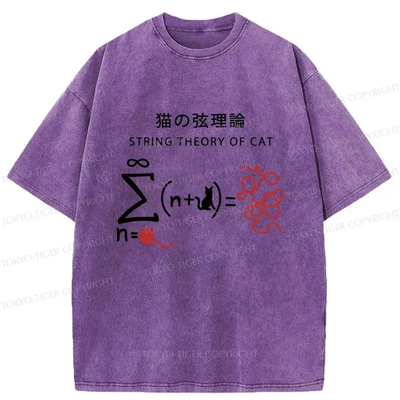 Japanese cat washed t-shirt for daily wear