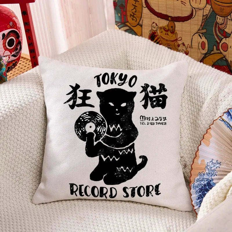 Japanese Retro Cat Cushion Pillow