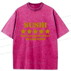 japanese sushi washed t-shirt for men