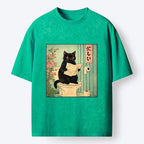 Kyoto-Lion A Very Busy Black Cat Washed T-Shirt