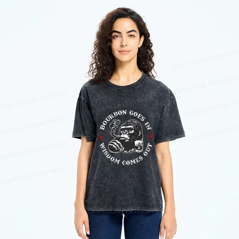 Kyoto-Lion Whiskey Funny Meme Washed T-Shirt