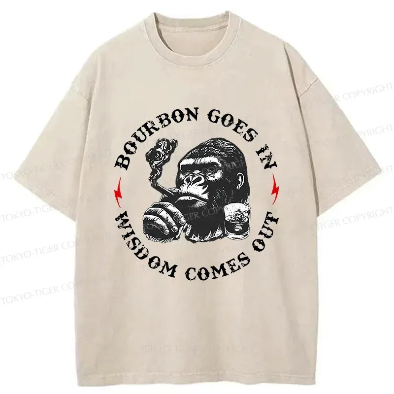 Kyoto-Lion Whiskey Funny Meme Washed T-Shirt