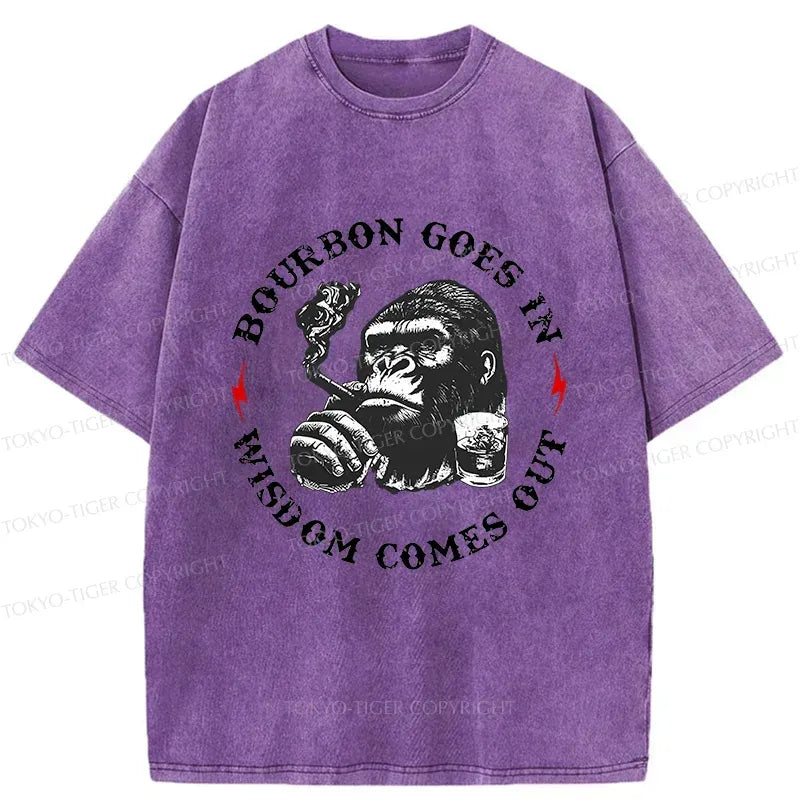 Kyoto-Lion Whiskey Funny Meme Washed T-Shirt