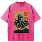 great wave octopus washed tee