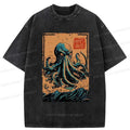 Kyoto-Lion The Great Wave Off Octopus Washed T-Shirt