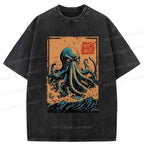 Kyoto-Lion The Great Wave Off Octopus Washed T-Shirt