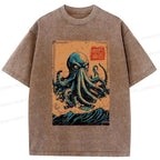 great wave octopus washed tee