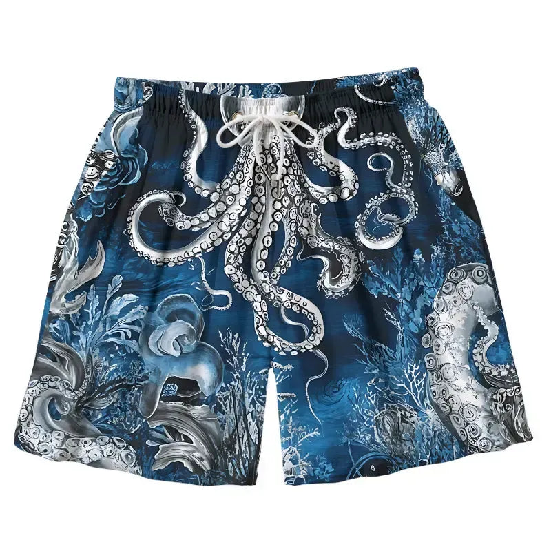 Vintage Ukiyo-e Octopus Swim Trunks on Sale