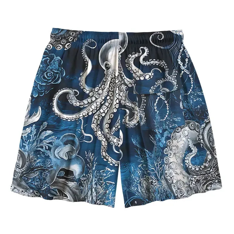 Vintage Ukiyo-e Octopus Swim Trunks on Sale