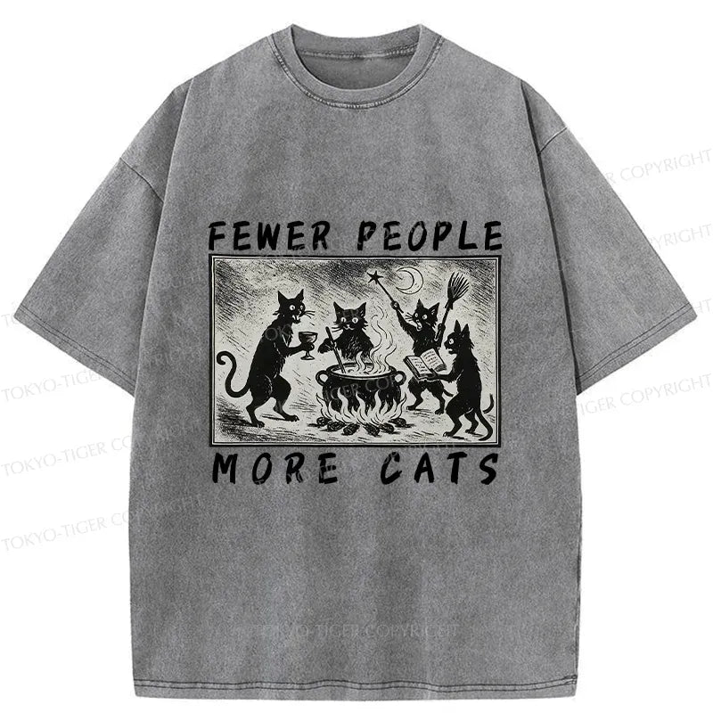 Kyoto-Lion More Cats Funny Washed T-Shirt