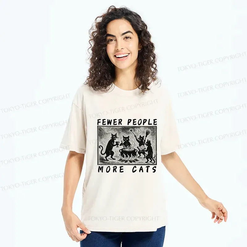 Japanese Funny Cat Washed T-Shirt