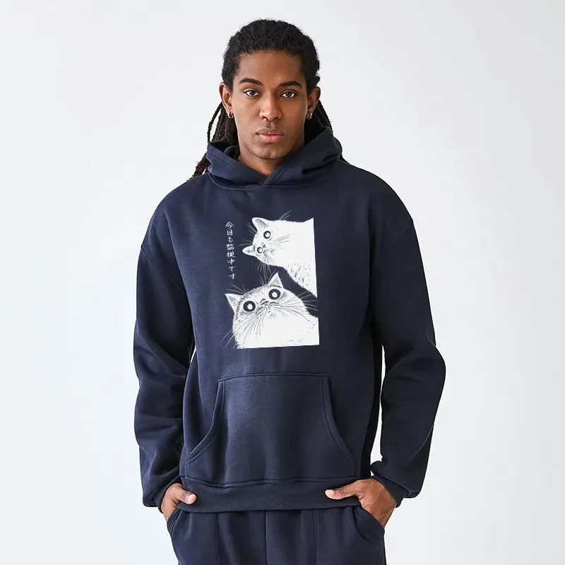 Japanese Cat Hoodie for Streetwear