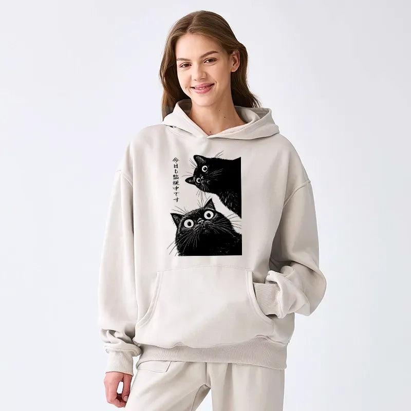 Kyoto-Lion Cat Watching Hoodie for Daily Wear