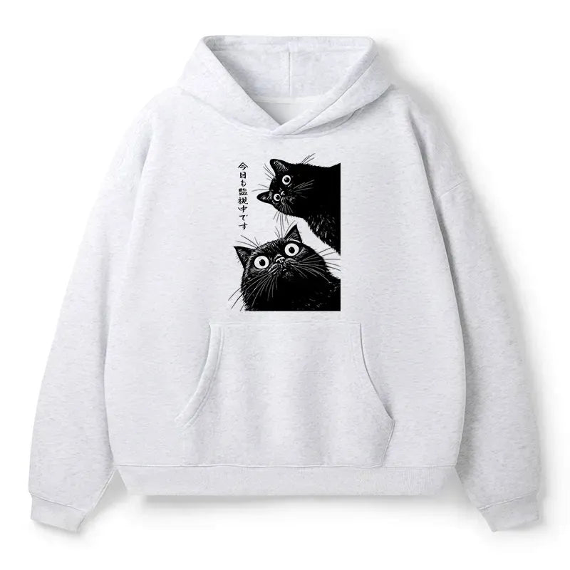 Kyoto-Lion Cat Watching Hoodie for Daily Wear