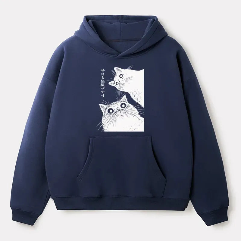 Japanese Cat Hoodie for Streetwear
