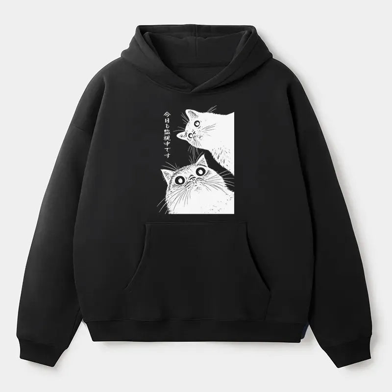 Japanese Cat Hoodie for Streetwear