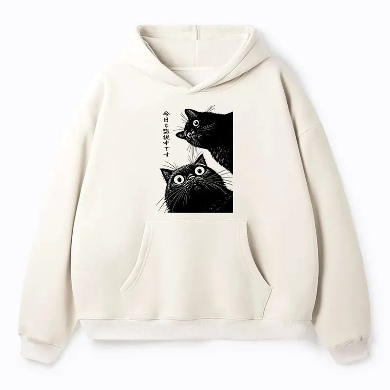 Japanese Cat Hoodie for Streetwear