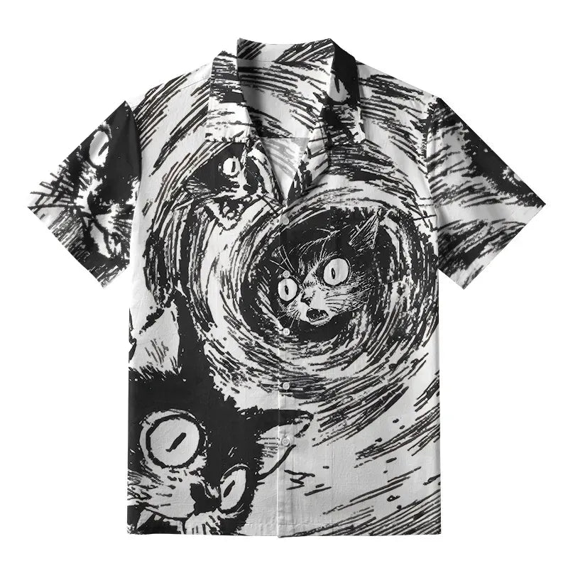 Japanese Cat Aloha Shirt for Summer