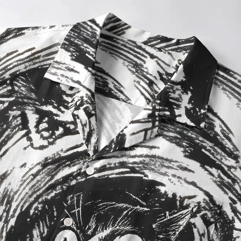 Japanese Cat Aloha Shirt for Summer