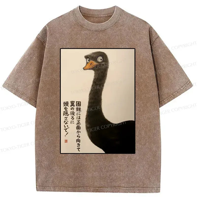 Funny Japanese Washed T-Shirt for Daily Wear