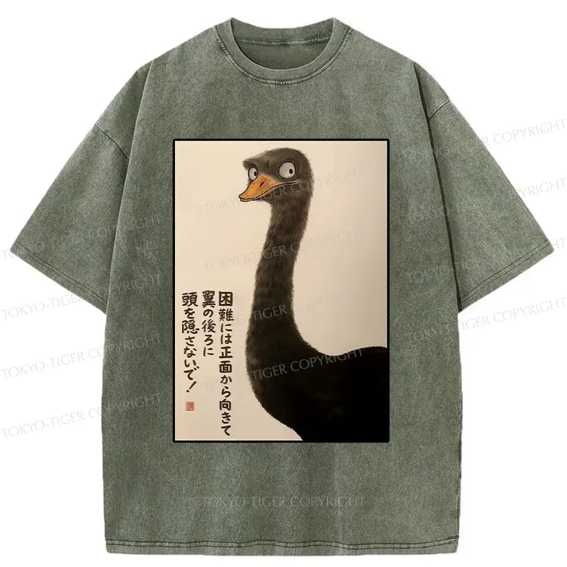 Funny Japanese Washed T-Shirt for Daily Wear