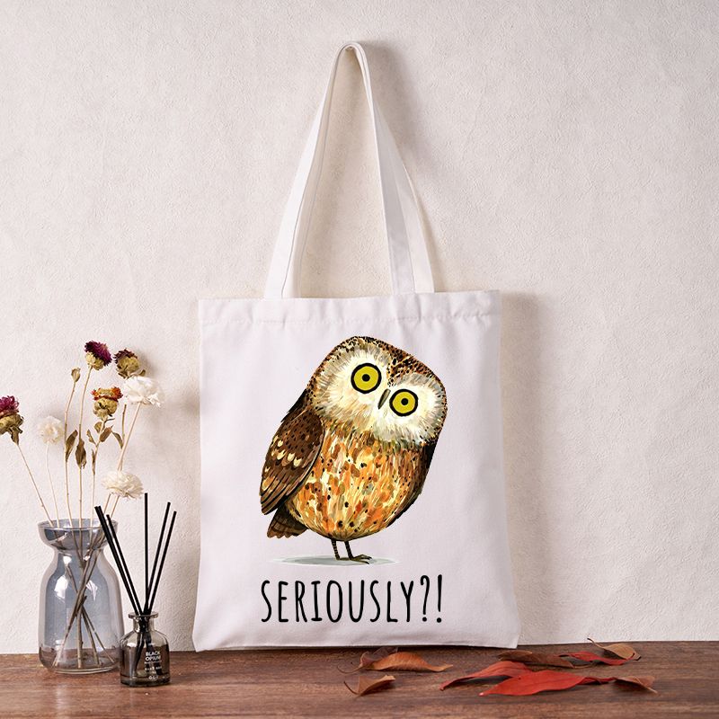 seriously confused owl meme tote bag