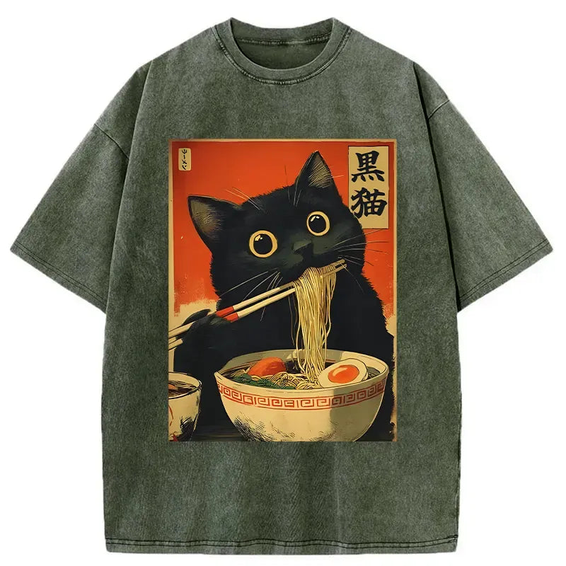 Japanese Ramen Cat T-Shirt Best Seller