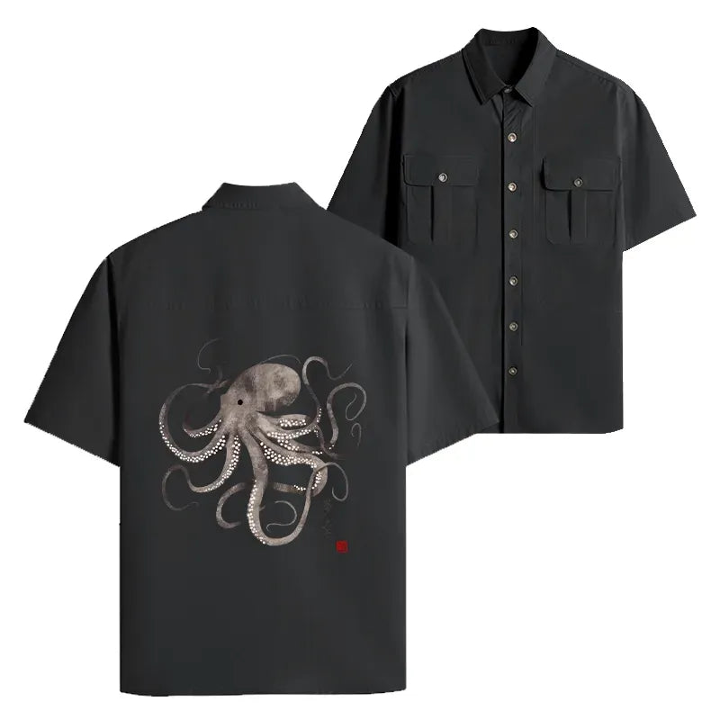 Retro Japanese Work Shirt for Summer Vacation