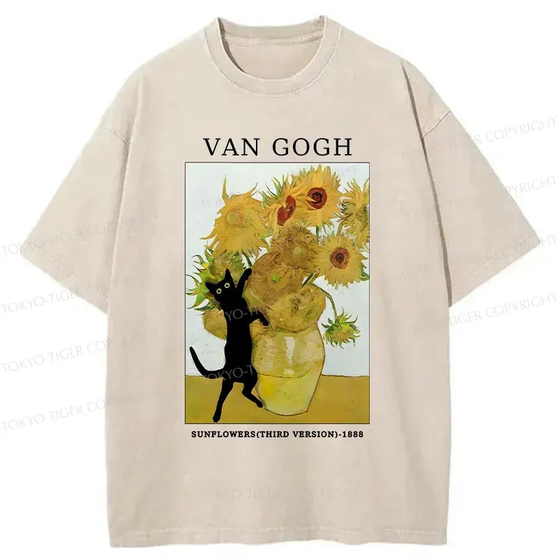 Japanese vintage cat t-shirt for summer