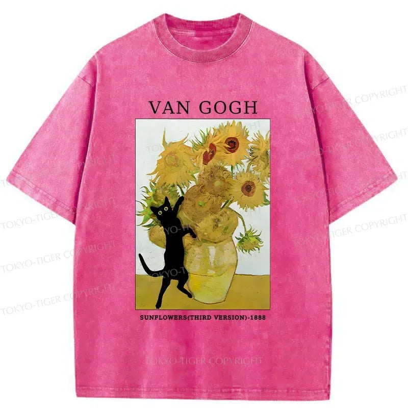 Japanese vintage cat t-shirt for summer