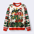 Kyoto-Lion Stacked Christmas Cats Fuzzy Christmas Ugly Sweatshirt
