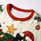 Kyoto-Lion Stacked Christmas Cats Fuzzy Christmas Ugly Sweatshirt