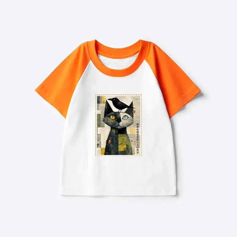 Kyoto lion cat crow raglan for kids gift idea