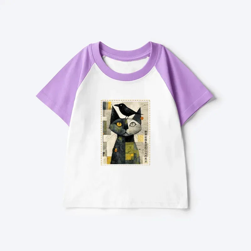 Kyoto-Lion The Cat And The Crow Are Planning To Rule The World Kids Raglan T-shirt