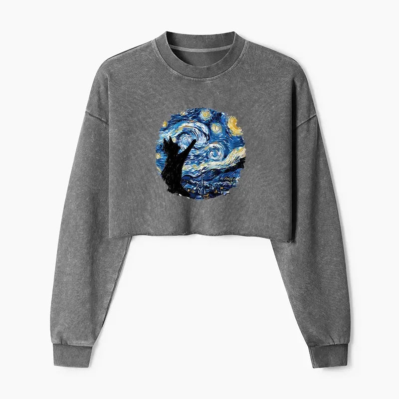 washed crop sweatshirt for women