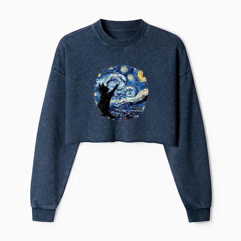 washed crop sweatshirt for women