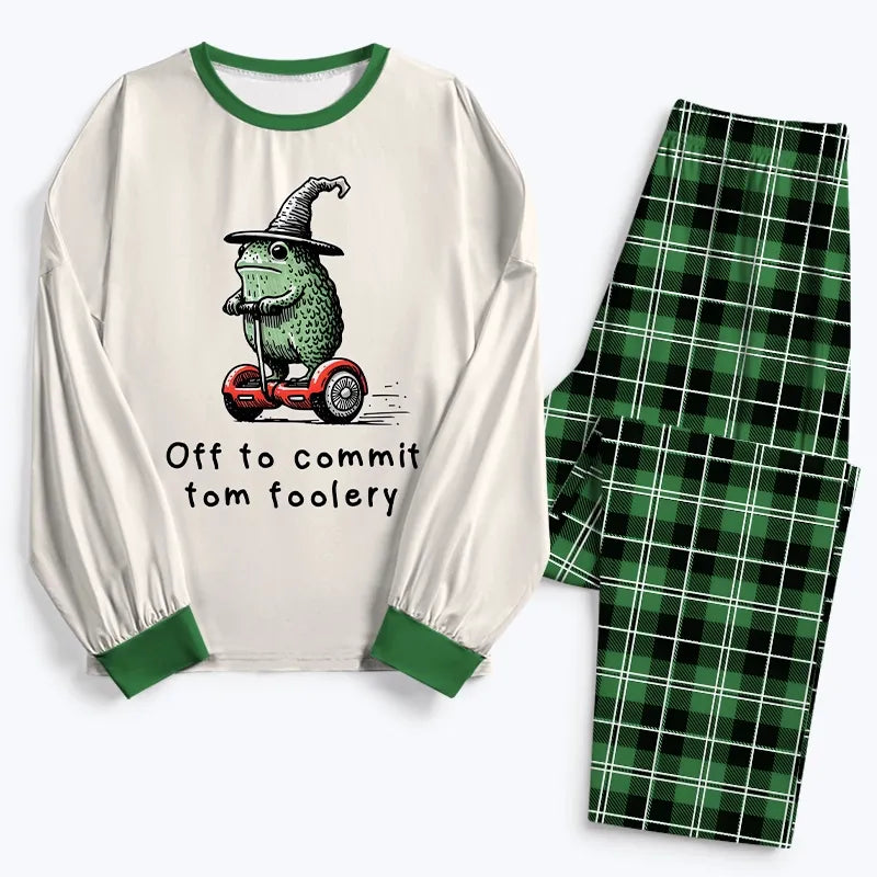 Kyoto-Lion Japanese Frog Riding A Balance Scooter Family Pajama Sets