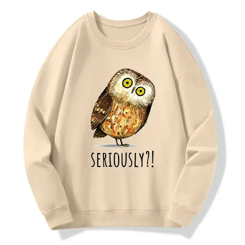 seriously confused owl sweatshirt for daily wear