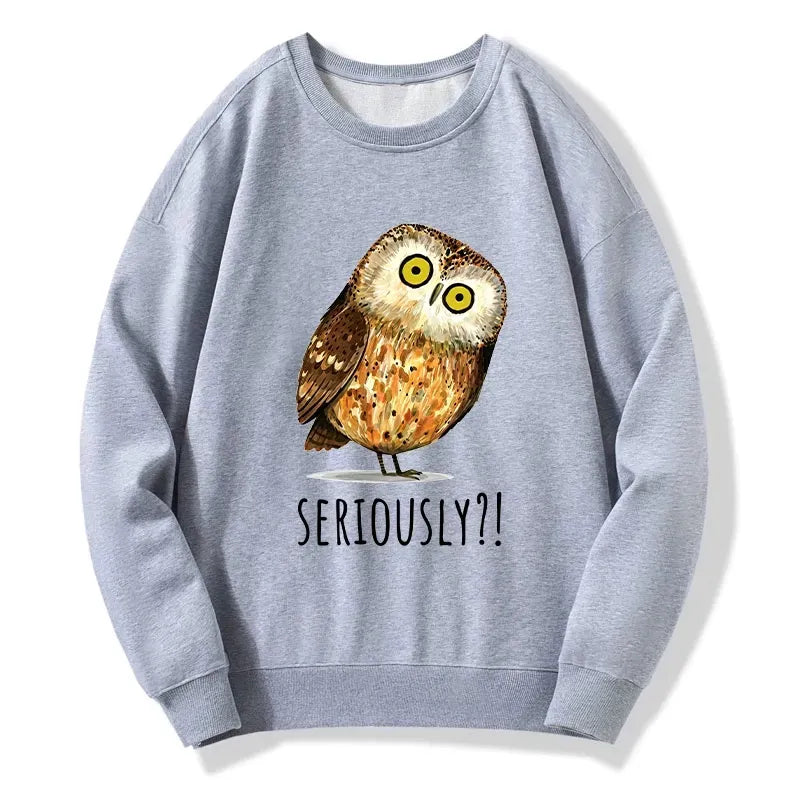 seriously confused owl sweatshirt for daily wear