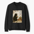 Kyoto-Lion Tea Time With A Black Cat Washed Terry Sweatshirt